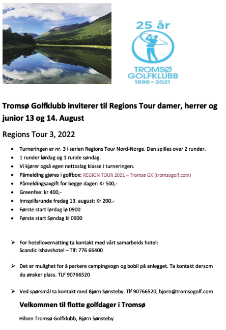 Invitasjon til Region Tour i Tromsø 13. og 14. august