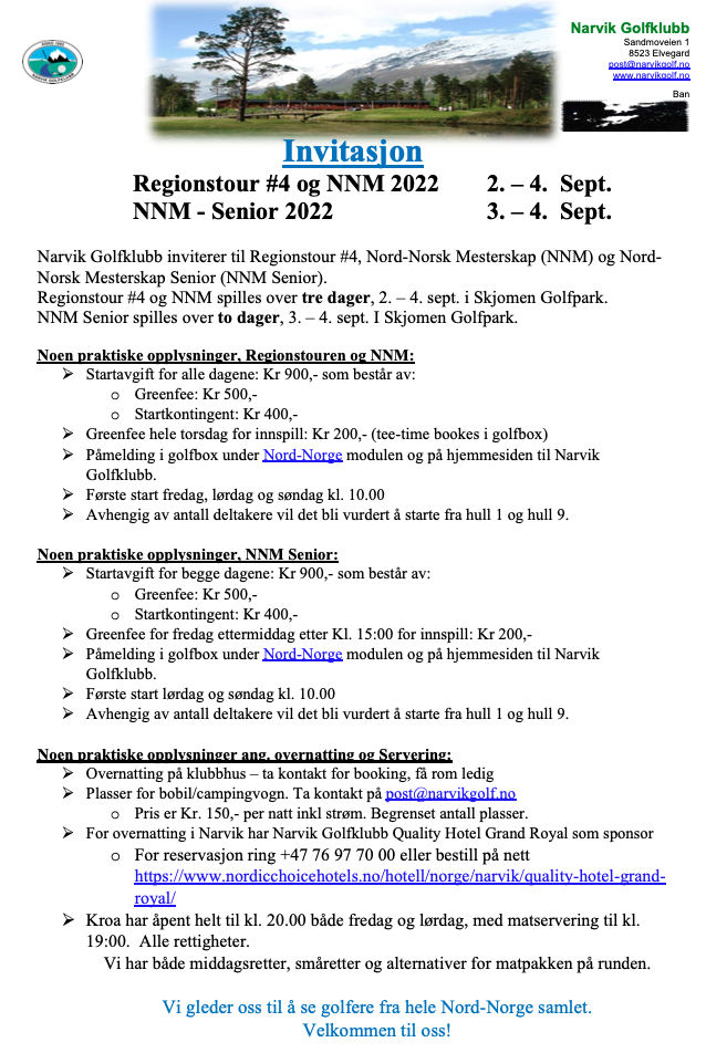 Invitasjon Regionstour - NNM single - NNM Senior