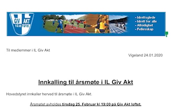 Innkalling til årsmøte 2019