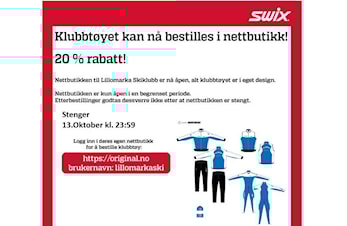 Byttedag og klesbestilling - Torsdag 10. oktober kl. 17:00–21:00