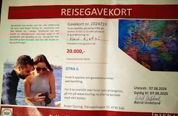 SOMMERLOTTERIET 2024 - Vinner av Reise for kr 20 000 - Heidi Kjetså fra Evje.