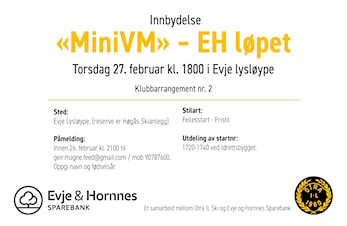Mini VM - skiløp på Evje/( Eller Høgås). Torsdag 27.feb