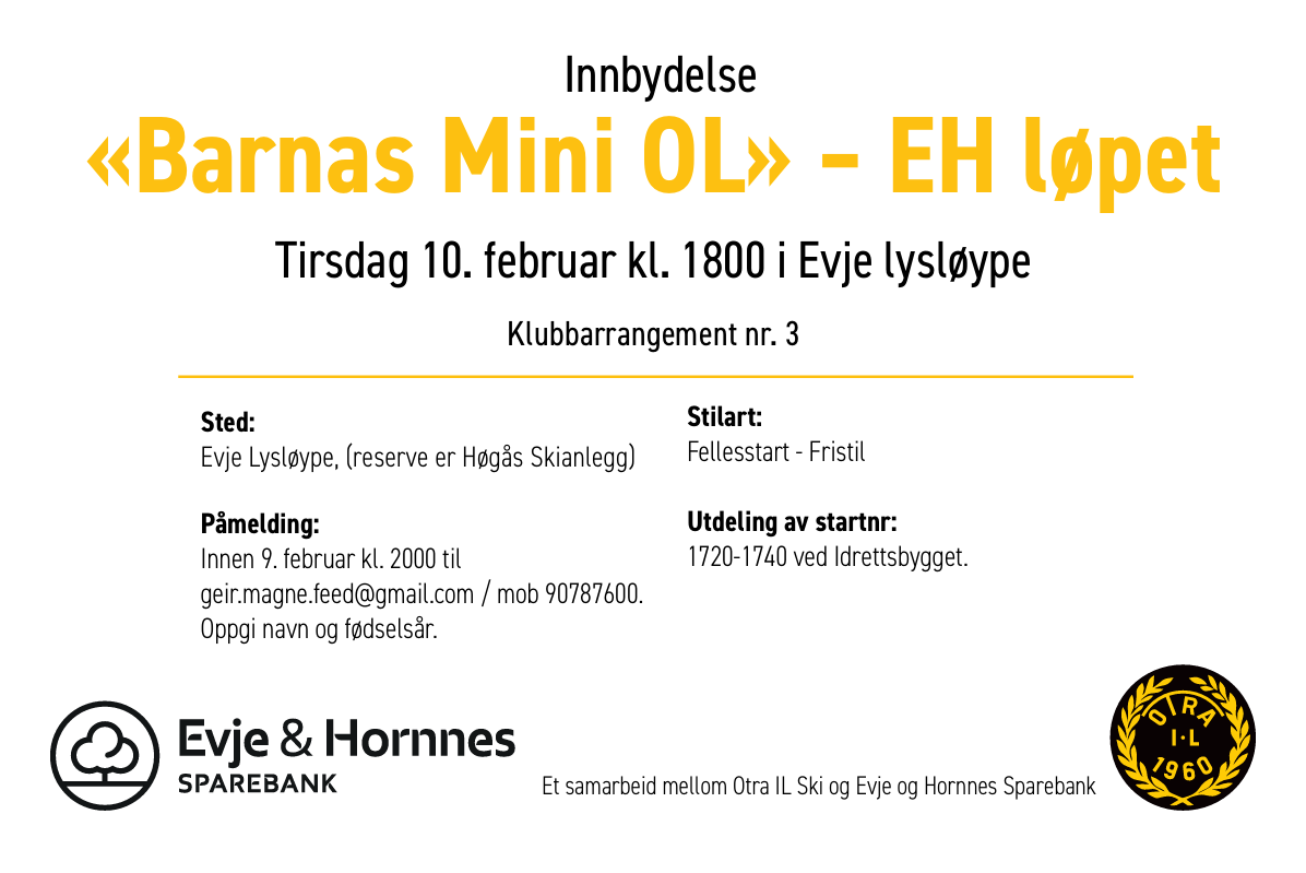 Innbydelse til Barnas Mini OL på Evje