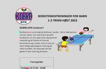 Bordtennisskole høsten 2023