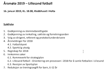 Årsmøte 2019 - Lillesand fotball