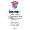 Årsmøte 20. mars kl 19 på Homme klubbhus