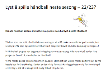 Lyst å spille håndball neste sesong - 22/23?