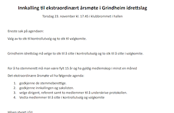 Innkalling til ekstraordinært årsmøte