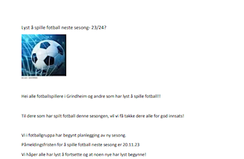 Påmelding til fotball, sesongen 2023-2024