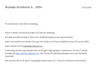 Innkalling til årsmøte i GIL
