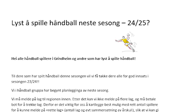 Lyst å spille håndball sesongen 24-25?