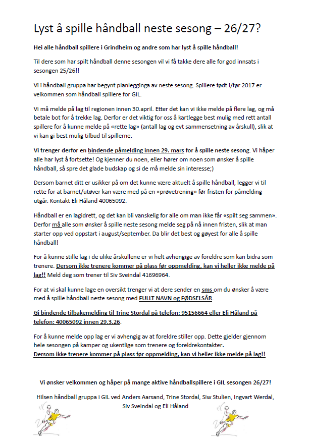 Image for Lyst å spille håndball sesongen 26/27?