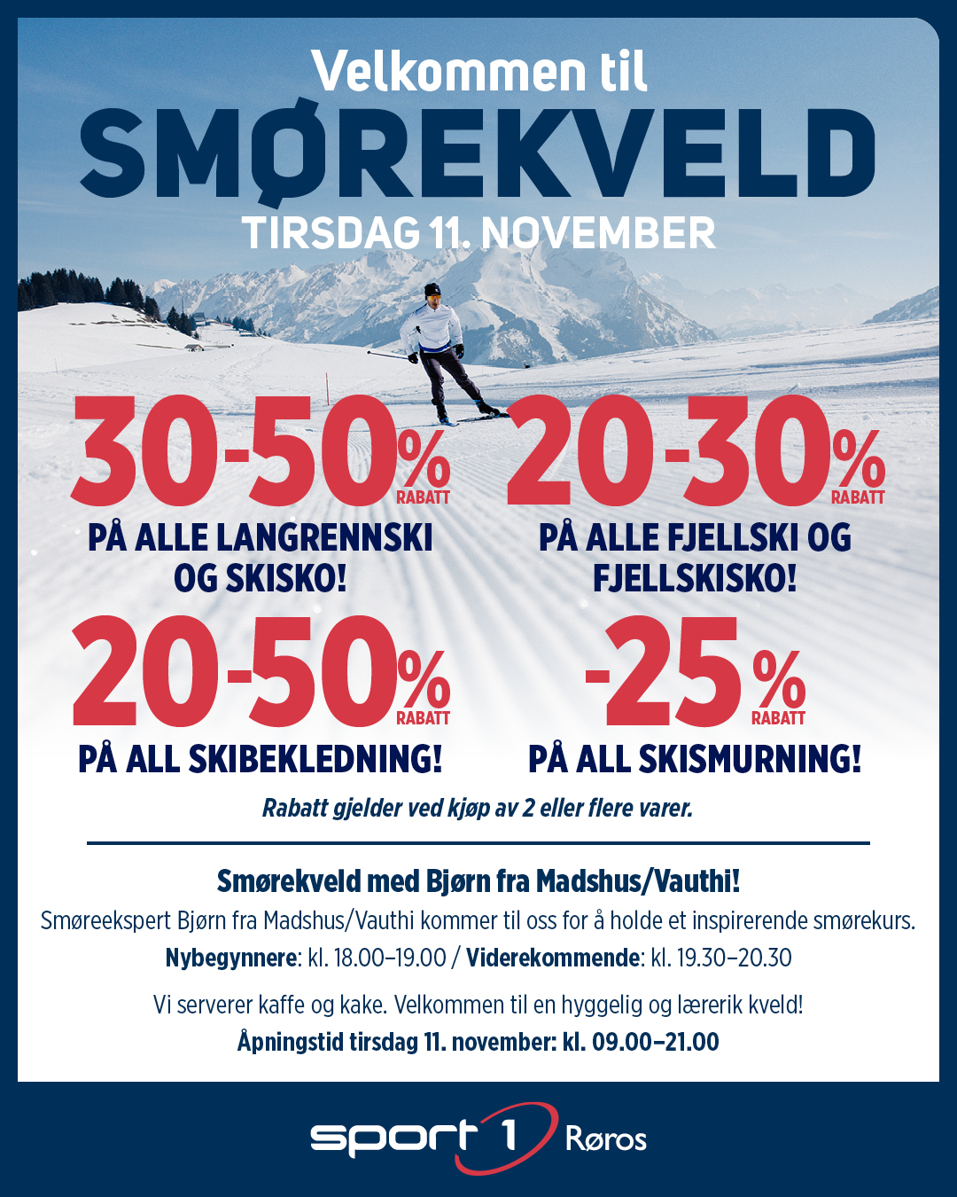 Smørekveld/kurs på Sport1 Røros 11/11-25