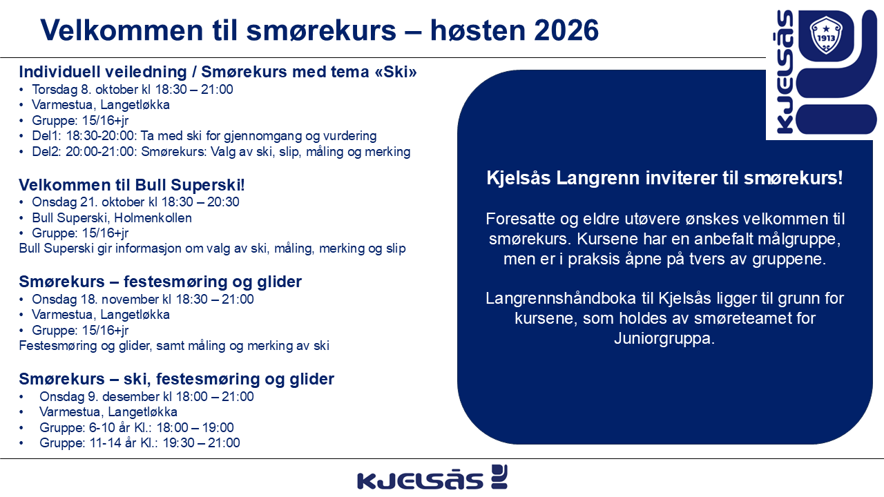 Smørekurs høsten 2026
