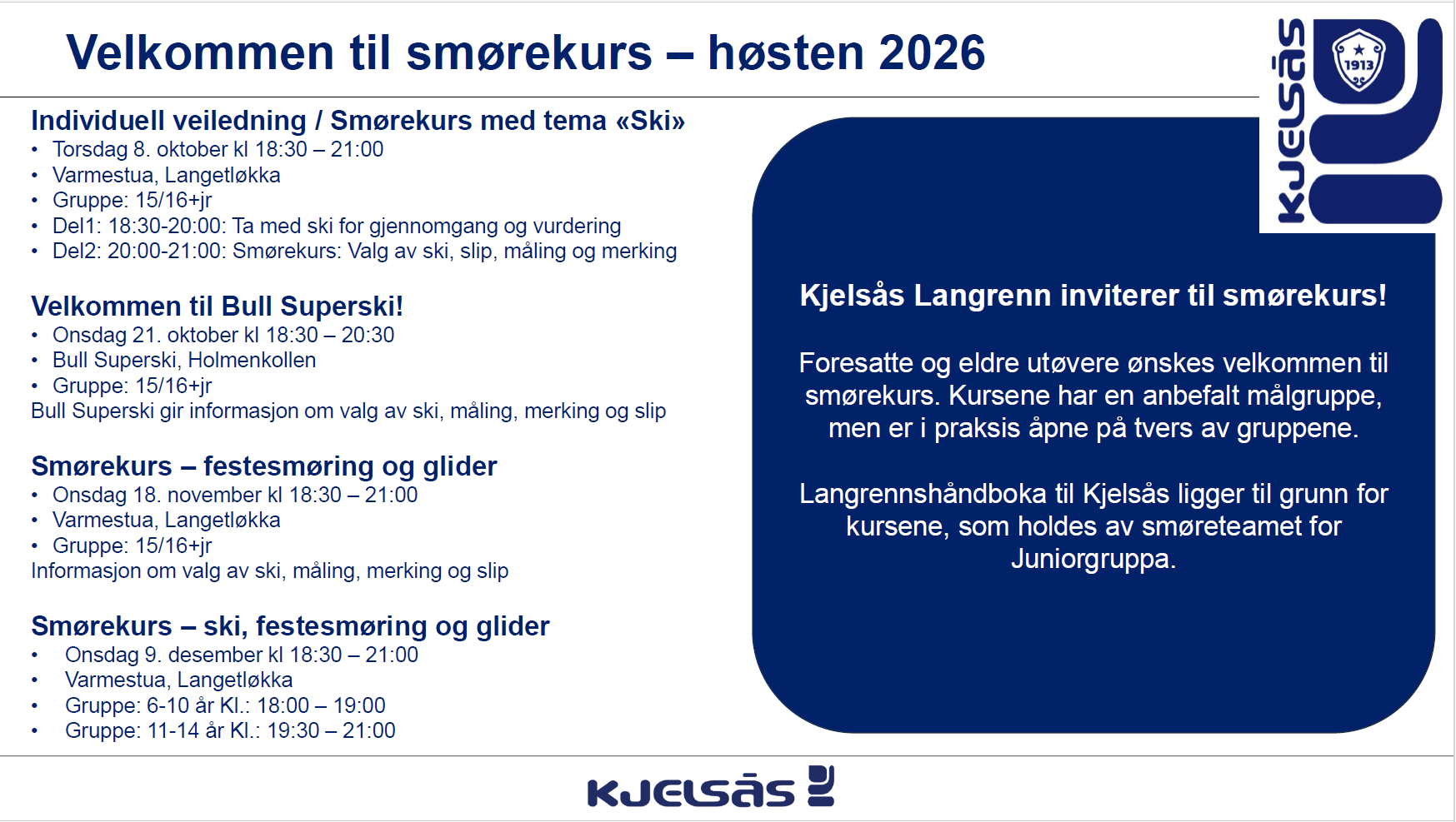 Smørekurs høsten 2026
