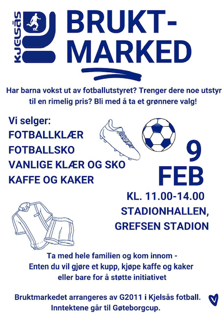 Bruktmarked i Stadionhallen søndag 9. februar