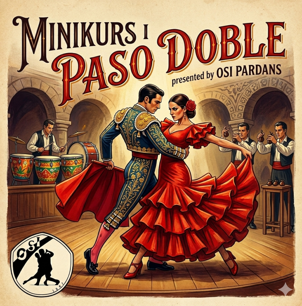 Et par danser Paso Doble. Vil du bli med på dansekurs og lære deg denne stilen?