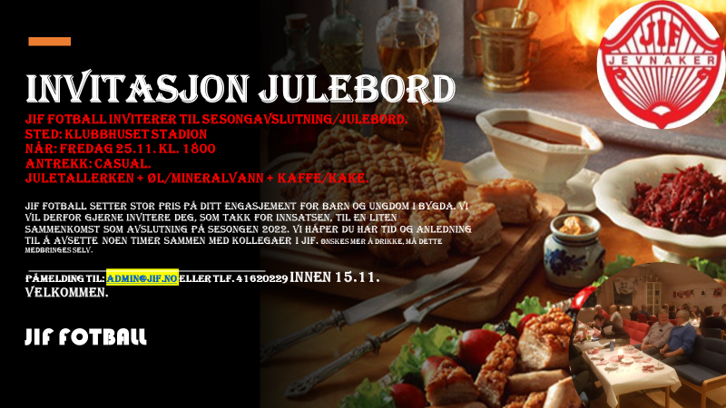 Invitasjon Julebord JIF Fotball