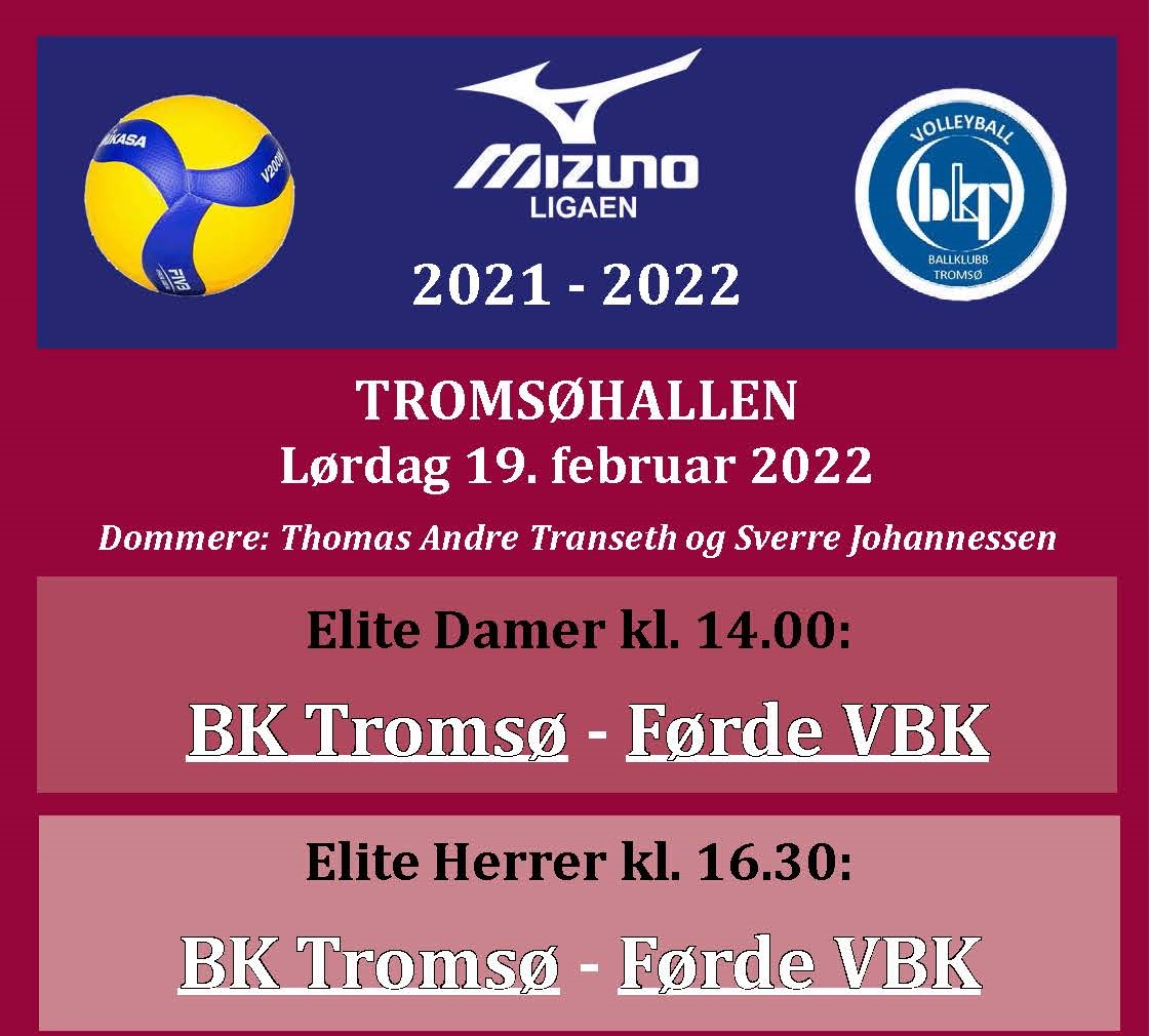 Program Mizunoligaen 19. februar 2022 i Tromsøhallen
