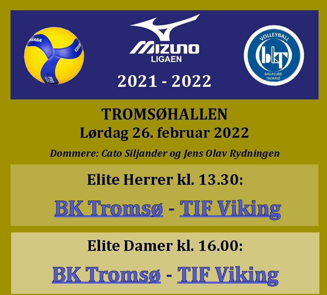 Program Mizunoligaen 26. februar 2022 i Tromsøhallen
