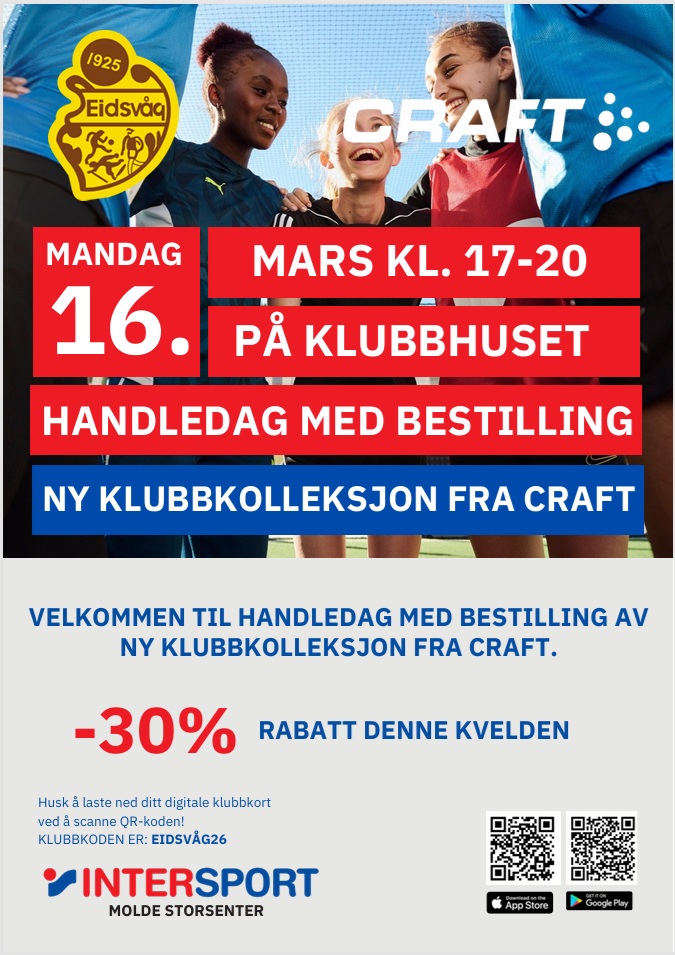 Image for Handledag Ny klubbkolleksjon Mandag 16.03.26