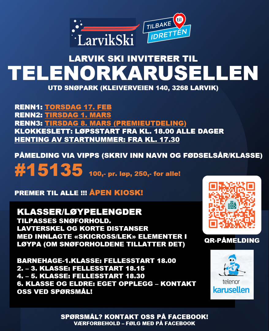Larvik ski arrangerer skikarusell for alle barn!