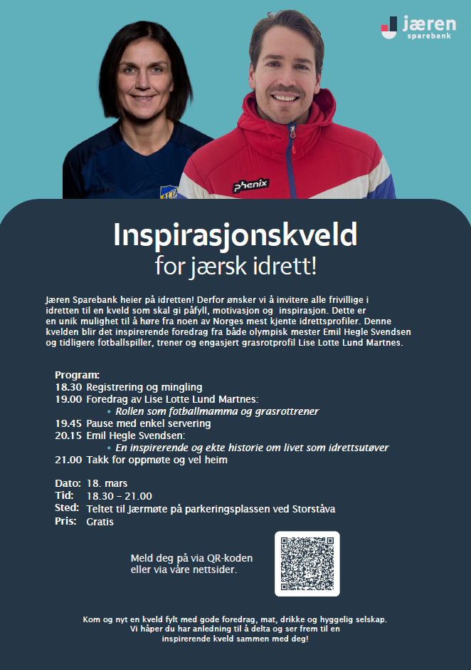 Image for Inspirasjonskveld sammen med Jæren Sparebank 18. mars 2026