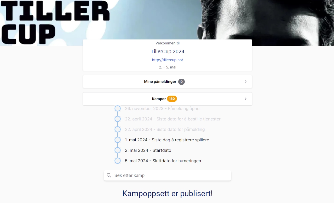 Kampoppsett er publisert.