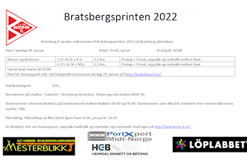 Bratsbergsprinten søndag 30. januar