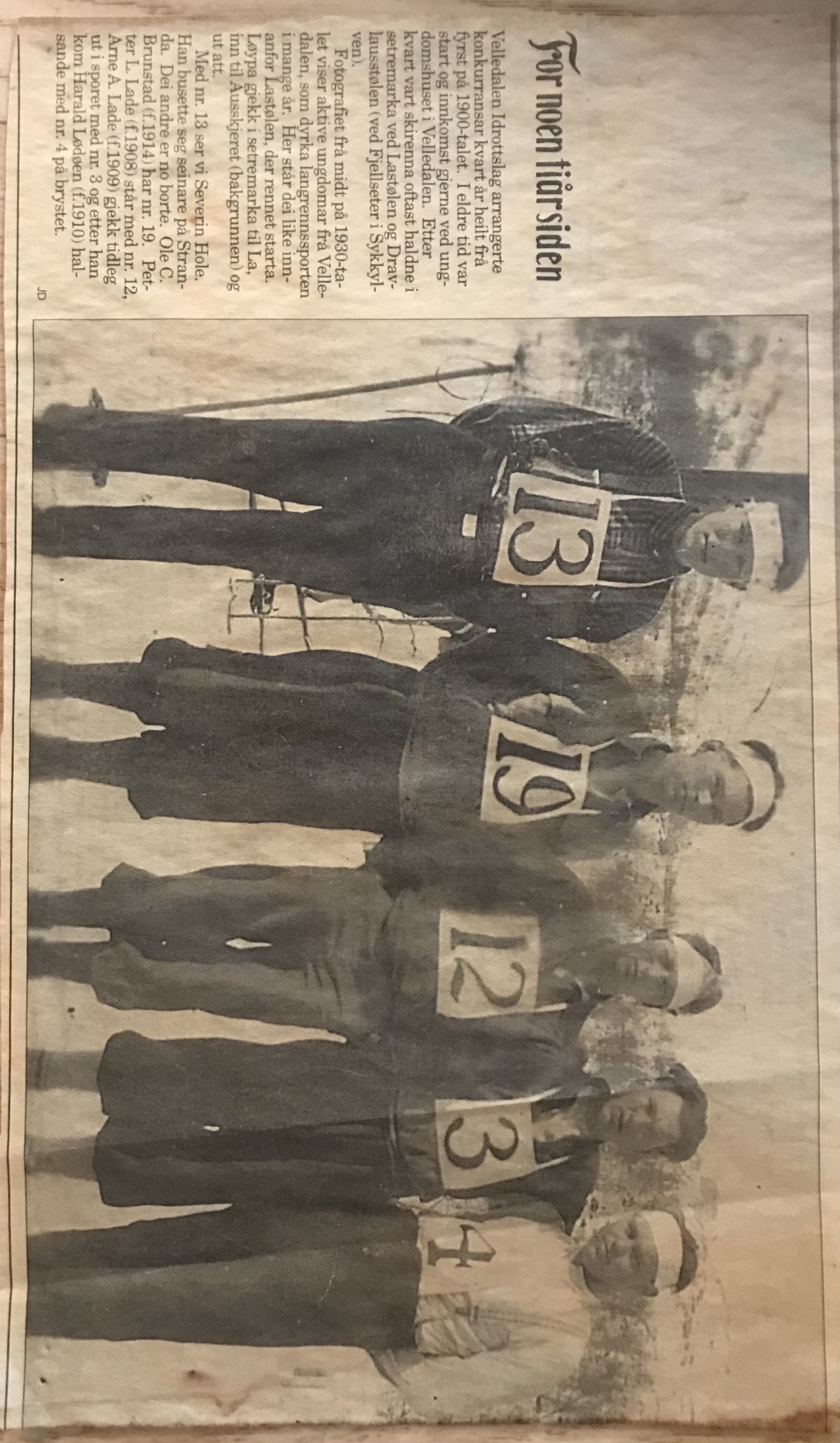 Frå 1930-talet: Unge velledalsmenn på skirenn