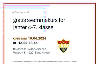 SIF arrangerer gratis svømmekurs for jenter med minoritetsbakgrunn