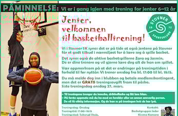 Jenter, vi er i gang igjen med baskettreninga!