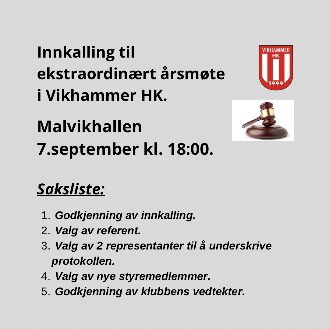Innkalling til ekstraordinært årsmøte