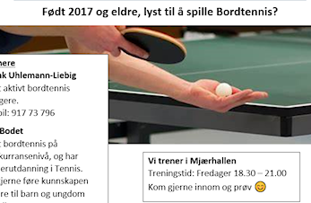Bordtennis, født 2017 og eldre, kom på trening :-)
