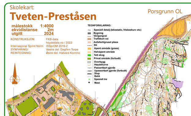 Porsgrunn OL sitt kart «Tveten-Preståsen» er årets skolekart 2024!