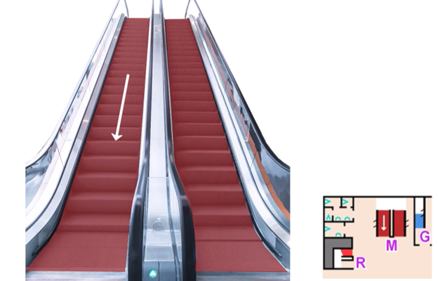 Et bilde som inneholder trapper, skjermbilde, skli, rulletrappKI-generert innhold kan være feil.