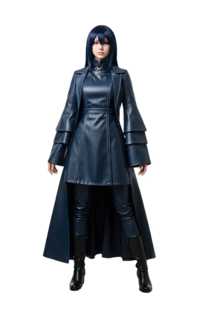Nightbound Enchantress – Leather Trench Coat with Matching Tunic – Anime Inspired Dark Fantasy Outfit for LARP, Cosplay & Ren Faire