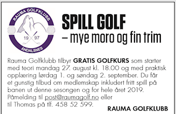 Gratis golfkurs oppstart mandag 27. august