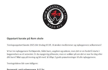 Oppstart trening januar 2025