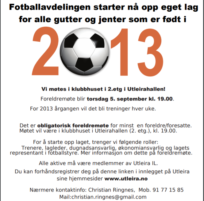 Image for Oppstart i fotball for 2013-årgangen