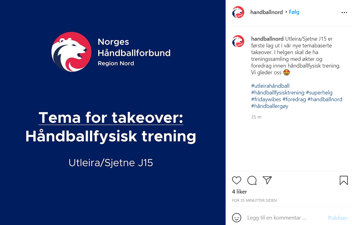 Våre J05/06 lag med takeover på Region Nord Instagram