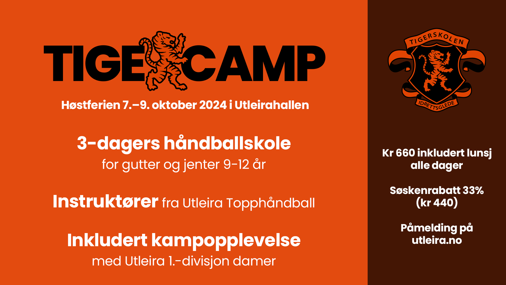 Tiger Camp håndball i høstferien. 