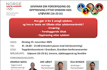 Seminar om forebygging og opptrening etter sykdom hos utøvere