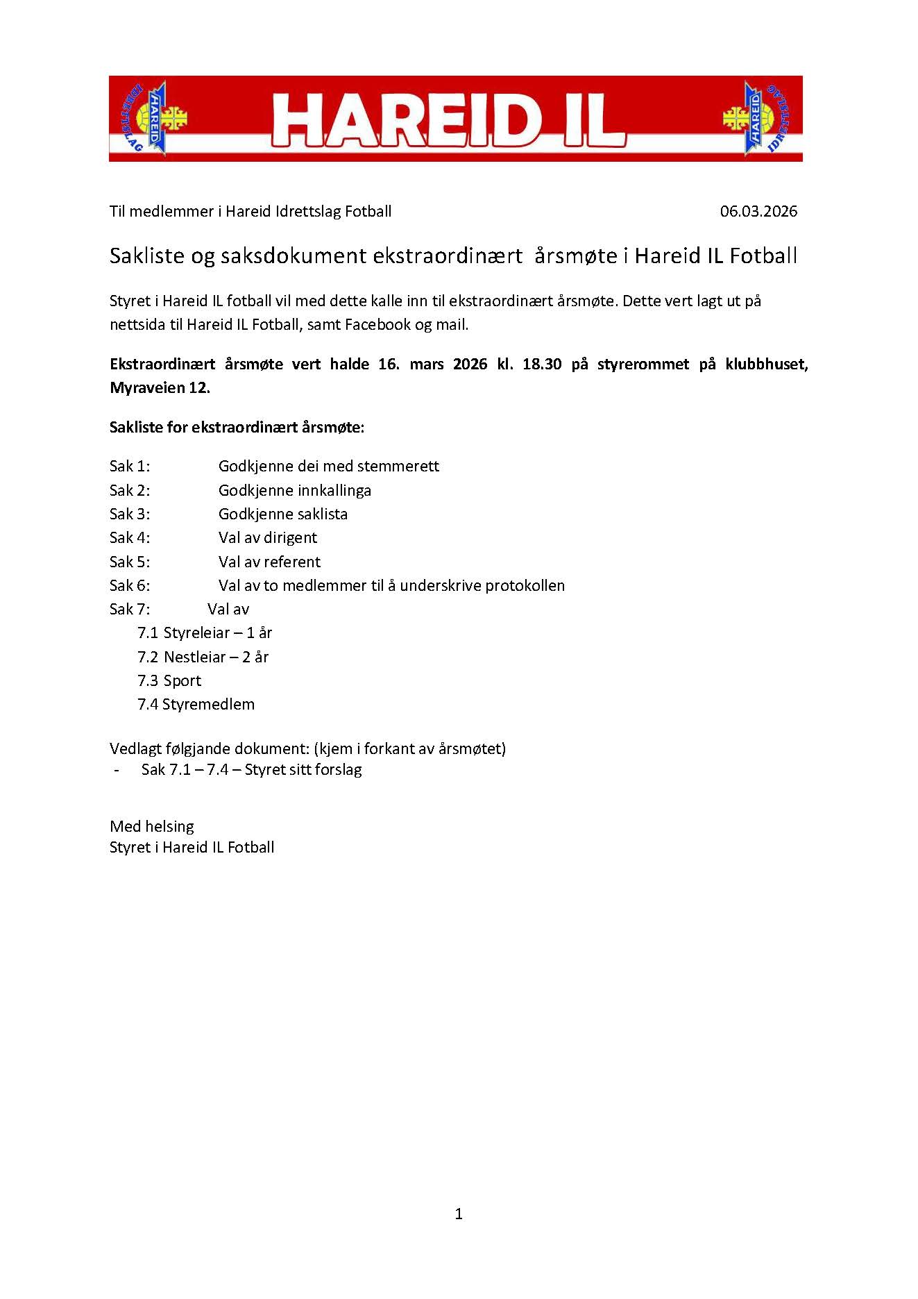 Image for Ekstraordniært årleg møte fotball 