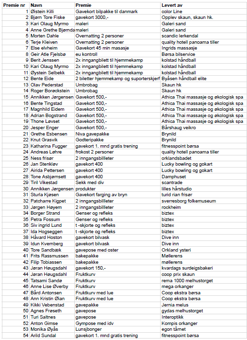 Image for Premier er trukket i Arti Lotteriet til Skaun Håndballklubb