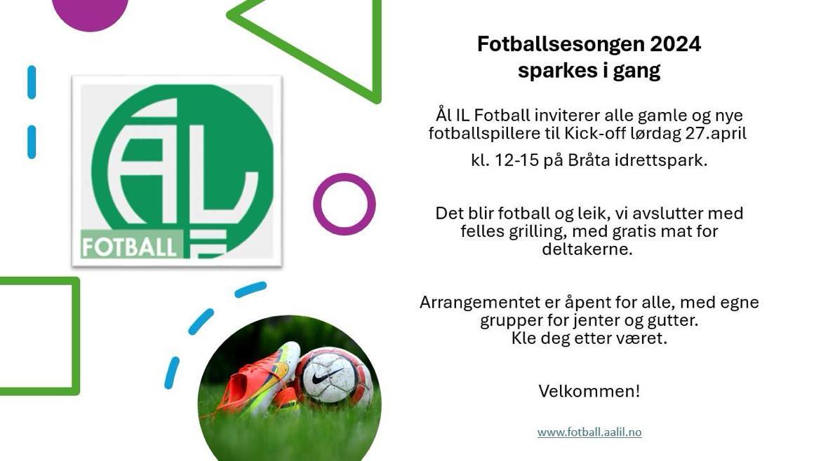 Ål IL fotball inviterer til kick off 27. april