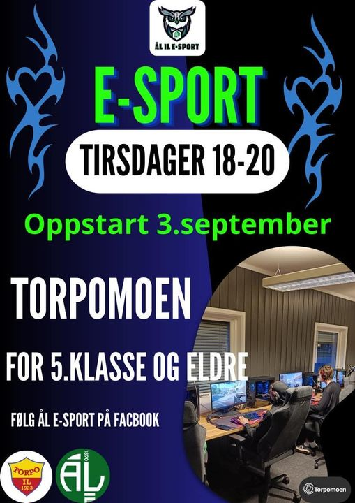 E-sport på Torpomoen oppstart for høsten er 3/9 kl.18