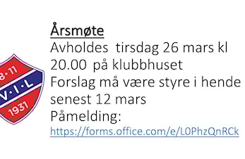 Årsmøte tirsdag 26 mars kl 20.00
