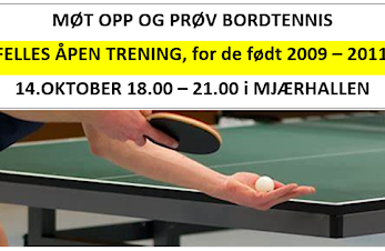 Møt opp og prøv Bordtennis fredag 14. oktober 2022 i Mjærhallen