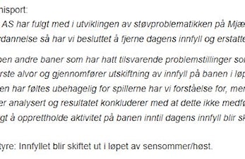 Oppdatering Mjær Stadion 15.07.24